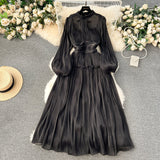Niulatu A line Scoop Long Sleeves Black Holiday Dresses Women's Dress SD1288