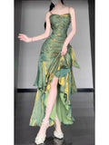 Niulatu Sheath Spaghetti Straps Green Holiday Dress Birthday Dresses Birthday Outfits SD1294