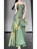 Niulatu Sheath Spaghetti Straps Green Holiday Dress Birthday Dresses Birthday Outfits SD1294