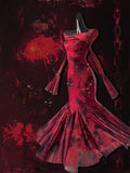 Niulatu Mermaid Off The Shoulder Red Floral Holiday Dress Birthday Dresses Birthday Outfits SD1295