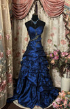 Niulatu Style Ball Gown Sweetheart Prom Dresses Long Evening Gown Navy Blue Formal Party Dress SD1296