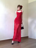 Niulatu Sheath Spaghetti Straps Red Holiday Dress Birthday Dresses Birthday Outfits SD1298