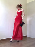 Niulatu Sheath Spaghetti Straps Red Holiday Dress Birthday Dresses Birthday Outfits SD1298