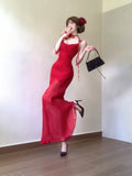 Niulatu Sheath Spaghetti Straps Red Holiday Dress Birthday Dresses Birthday Outfits SD1298