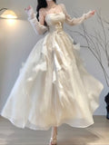 Niulatu A Line Spaghetti Straps Ivory Holiday Dress Birthday Dresses Birthday Outfits SD1299