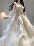 Niulatu A Line Spaghetti Straps Ivory Holiday Dress Birthday Dresses Birthday Outfits SD1299