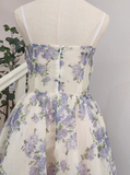 Niulatu A line Spaghetti Straps Lilac Floral Travel Vacation Women Dress Tea Length Birthday Outfits SD129