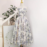 Niulatu A line Spaghetti Straps Lilac Floral Travel Vacation Women Dress Tea Length Birthday Outfits SD129
