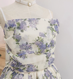 Niulatu A line Spaghetti Straps Lilac Floral Travel Vacation Women Dress Tea Length Birthday Outfits SD129
