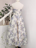 Niulatu A line Spaghetti Straps Lilac Floral Travel Vacation Women Dress Tea Length Birthday Outfits SD129