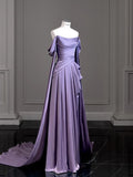 Niulatu A Line Off The Shoulder Satin Prom Dresses Long Evening Gown Formal Party Dress SD2199