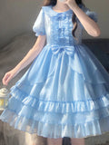 Niulatu Ball Gown Light Sky Blue Chiffon Holiday Dress Birthday Dresses Birthday Outfits SD1301