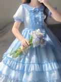 Niulatu Ball Gown Light Sky Blue Chiffon Holiday Dress Birthday Dresses Birthday Outfits SD1301