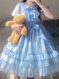 Niulatu Ball Gown Light Sky Blue Chiffon Holiday Dress Birthday Dresses Birthday Outfits SD1301