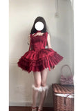 Niulatu French Ball Gown Spaghetti Straps Holiday Dress Burgundy Birthday Dresses Birthday Outfits SD1302