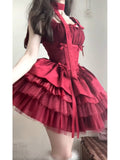 Niulatu French Ball Gown Spaghetti Straps Holiday Dress Burgundy Birthday Dresses Birthday Outfits SD1302