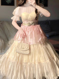 Niulatu Ball Gown High Neckline Short Sleeves Holiday Dress Birthday Dresses Birthday Outfits SD1303