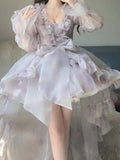 Niulatu High Low V Neckline Floral Holiday Dress Birthday Dresses Birthday Outfits SD1304