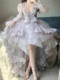 Niulatu High Low V Neckline Floral Holiday Dress Birthday Dresses Birthday Outfits SD1304