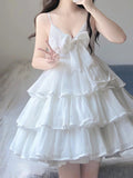 Niulatu French Ball Gown Straps Holiday Dress White Short Birthday Dresses Birthday Outfits SD1306