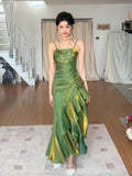 Niulatu Spaghetti Straps Prom Dresses Gray Blue Party Dress SD1307