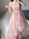 Niulatu High Low Square Neckline Floral Holiday Dress Birthday Dresses Birthday Outfits SD1307