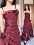 Niulatu Spaghetti Straps Prom Dresses Gray Blue Party Dress SD1307