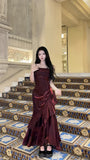 Niulatu Spaghetti Straps Prom Dresses Gray Blue Party Dress SD1307
