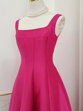 Niulatu A line Straps Hot Pink Vacation Dress Satin Women Summer Dresses SD130
