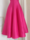 Niulatu A line Straps Hot Pink Vacation Dress Satin Women Summer Dresses SD130