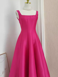 Niulatu A line Straps Hot Pink Vacation Dress Satin Women Summer Dresses SD130