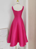 Niulatu A line Straps Hot Pink Vacation Dress Satin Women Summer Dresses SD130