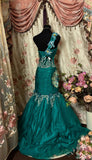 Niulatu Mermaid One Shoulder Tulle Green Long Party Dress Prom Dresses SD1518