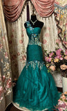 Niulatu Mermaid One Shoulder Green Lace Prom Dresses Long Party Dress SD1310