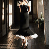 Niulatu Mermaid Straps Chiffon Black Prom Dresses Party Dress SD1315