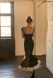 Niulatu Mermaid Straps Chiffon Black Prom Dresses HZ1110