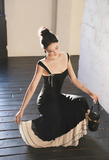 Niulatu Mermaid Straps Chiffon Black Prom Dresses Party Dress SD1315