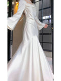 Niulatu Mermaid Long Sleeves Ankle Length White Prom Dresses Party Dress SD1318