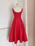 Niulatu A line Straps Red Vacation Dress Satin Women Summer Dresses SD131