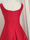 Niulatu A line Straps Red Vacation Dress Satin Women Summer Dresses SD131