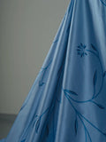 Niulatu A Line Strapless Blue Satin Long Prom Dresses Party Dress SD1321