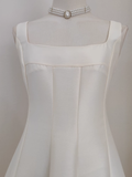 Niulatu A line Straps White Vacation Dress Satin Women Summer Dresses SD132
