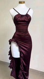 Niulatu Mermaid Spaghetti Straps Burgundy Backless Prom Dresses Party Dress SD1338