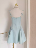 Niulatu A line Spaghetti Straps Sage Green Travel Vacation Women Dress Short Birthday Outfits SD133