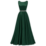 Niulatu A Line Scoop Neckline Satin Green Long Prom Dresses Party Dress SD1340
