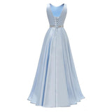 Niulatu A Line Scoop Neckline Satin Green Long Prom Dresses Party Dress SD1340