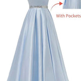Niulatu A Line Scoop Neckline Satin Green Long Prom Dresses Party Dress SD1340