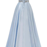 Niulatu A Line Scoop Neckline Satin Green Long Prom Dresses Party Dress SD1340