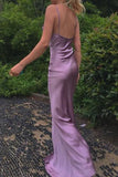 Niulatu Silk Satin Long Evening Party Dress Prom Dresses with High Slit SD1342