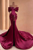 Niulatu Mermaid Off The Shoulder Slit Long Prom Dresses Party Dress SD1345